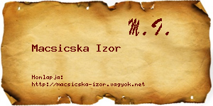 Macsicska Izor névjegykártya